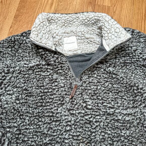 Thread & Supply Teddy Pullover Quarter Zip Gray Small - Picture 3 of 4